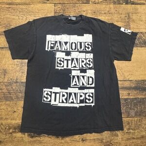 Famous‎ Stars and Straps Mens Black Graphic T Shirt Size Large